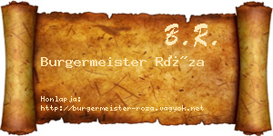 Burgermeister Róza névjegykártya